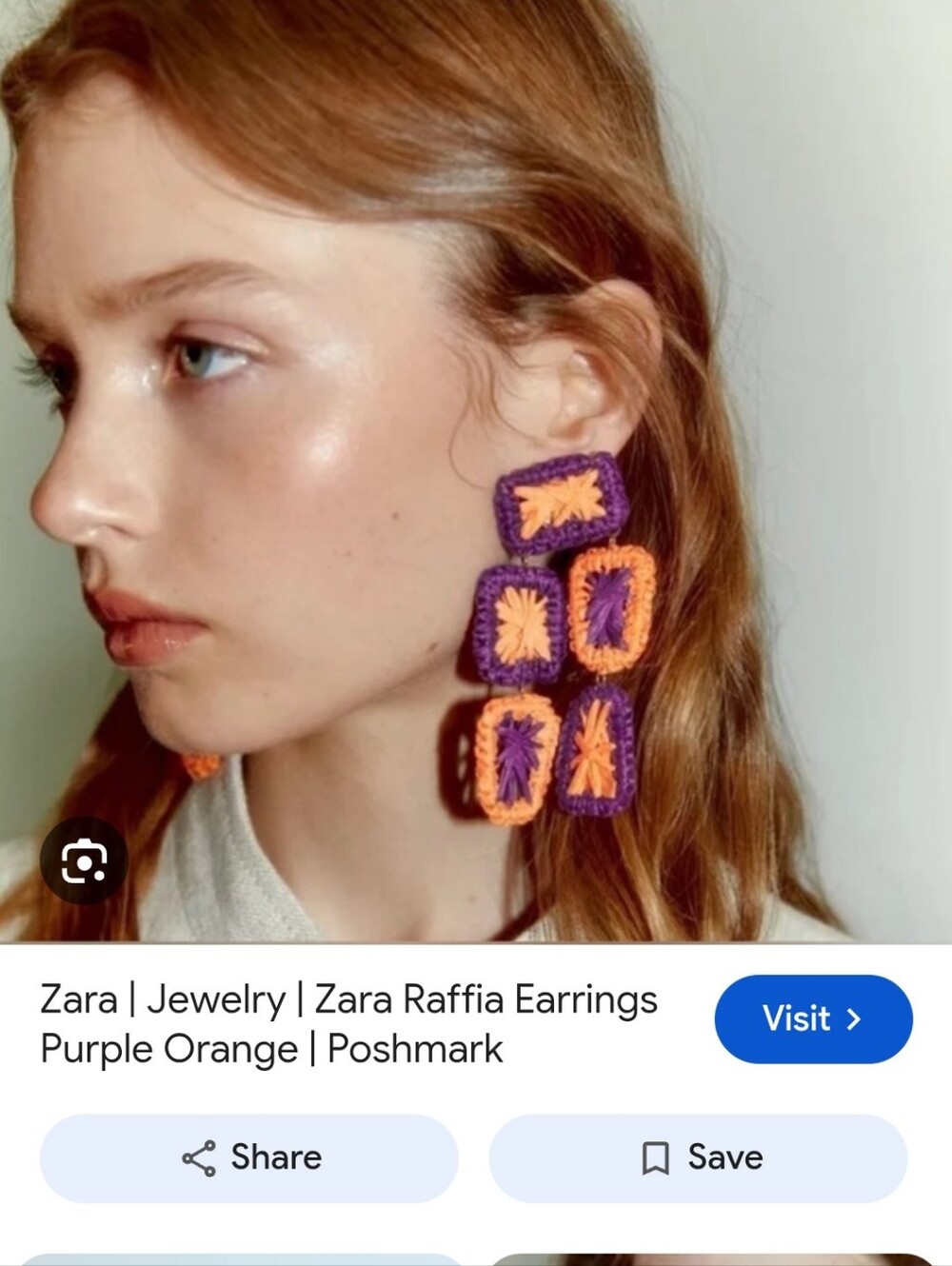 Zara Purple and Orange Crochet Raffia Drop Earrings
